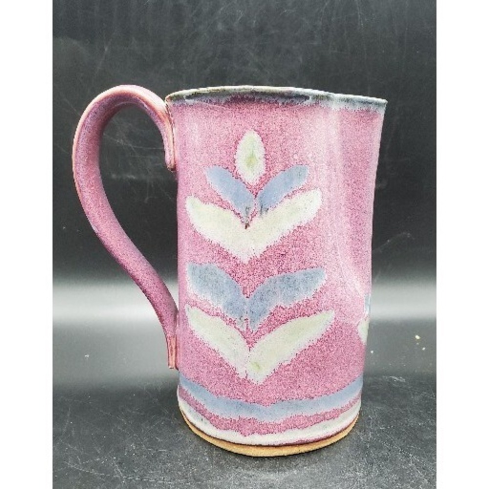 Handmade Bay Pottery Virginia Purple Ceramic Pitcher Flower Floral 7"